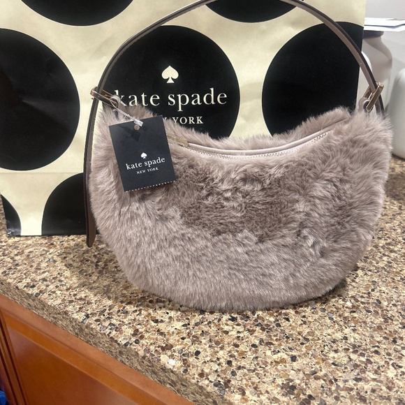 kate spade Handbags - Kate Spade faux fur cozy grey bag